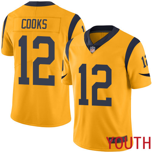 Los Angeles Rams Limited Gold Youth Brandin Cooks Jersey NFL Football #12 Rush Vapor Untouchable->youth nfl jersey->Youth Jersey